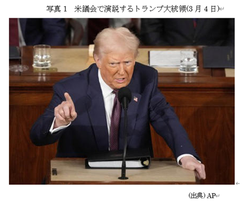 写真1 米議会で演説するトランプ大統領(3月4日)